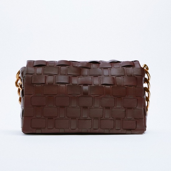 ZARA Woven Leather Shoulder Bag BNWT - Picture 1 of 5
